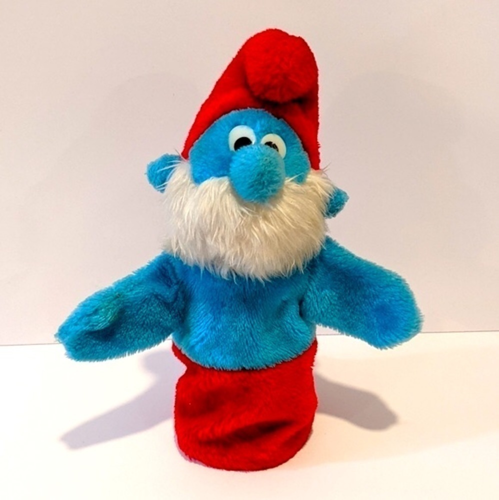 2/$20 Vintage Papa Smurf plush hand puppet 13”